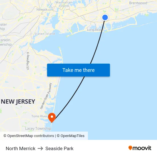 North Merrick to Seaside Park map