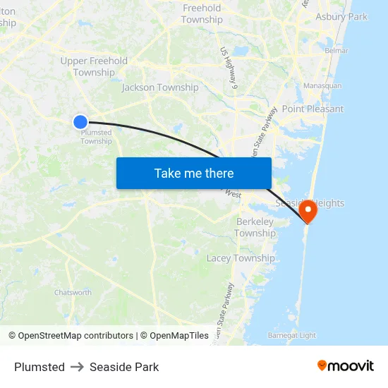 Plumsted to Seaside Park map