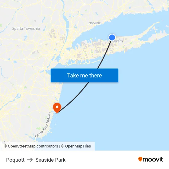 Poquott to Seaside Park map