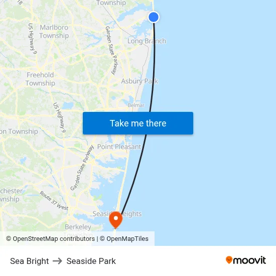 Sea Bright to Seaside Park map