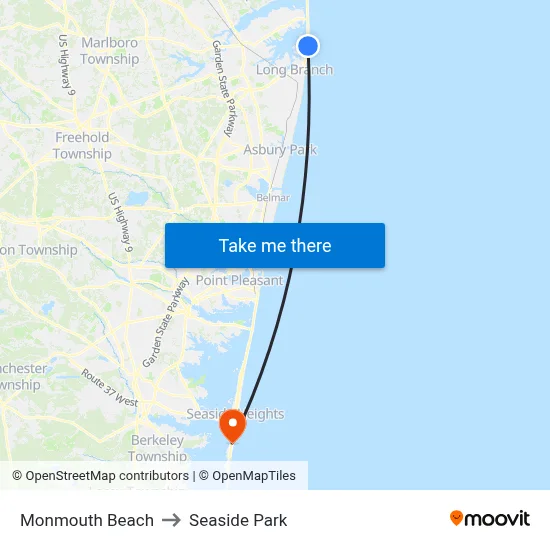 Monmouth Beach to Seaside Park map