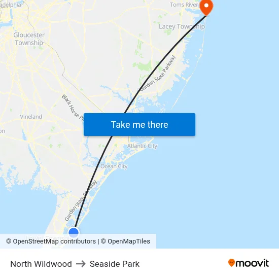 North Wildwood to Seaside Park map