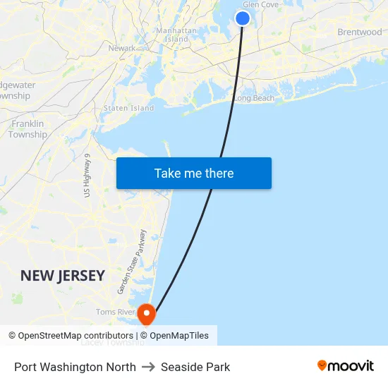 Port Washington North to Seaside Park map