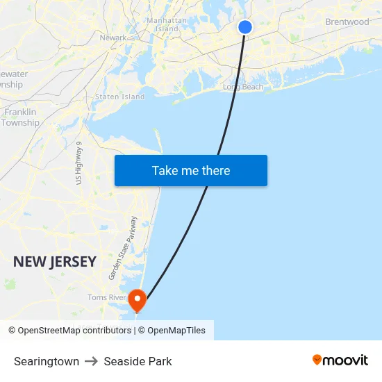 Searingtown to Seaside Park map