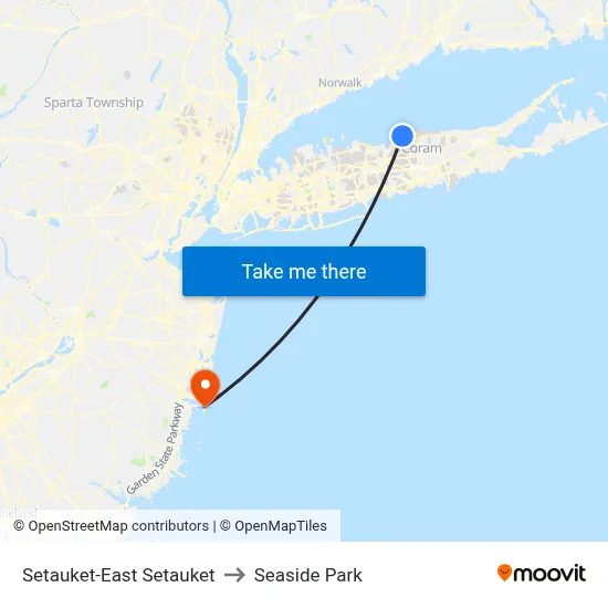 Setauket-East Setauket to Seaside Park map