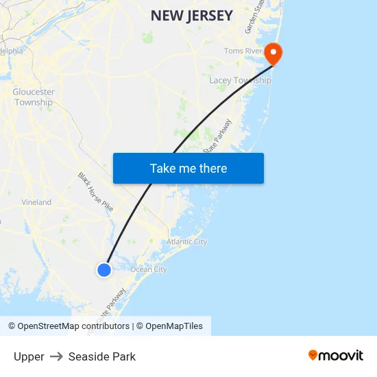Upper to Seaside Park map