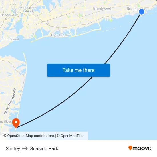 Shirley to Seaside Park map
