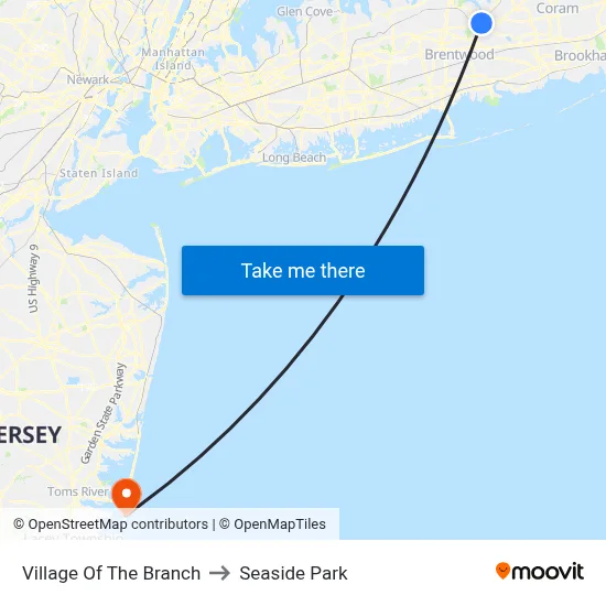 Village Of The Branch to Seaside Park map