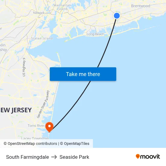 South Farmingdale to Seaside Park map