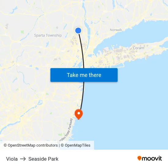 Viola to Seaside Park map