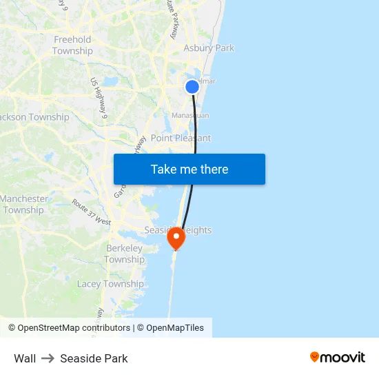 Wall to Seaside Park map