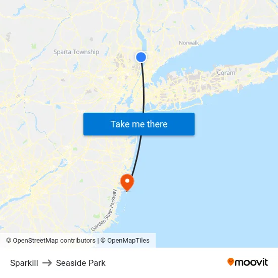 Sparkill to Seaside Park map