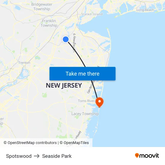 Spotswood to Seaside Park map