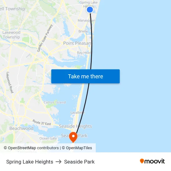 Spring Lake Heights to Seaside Park map