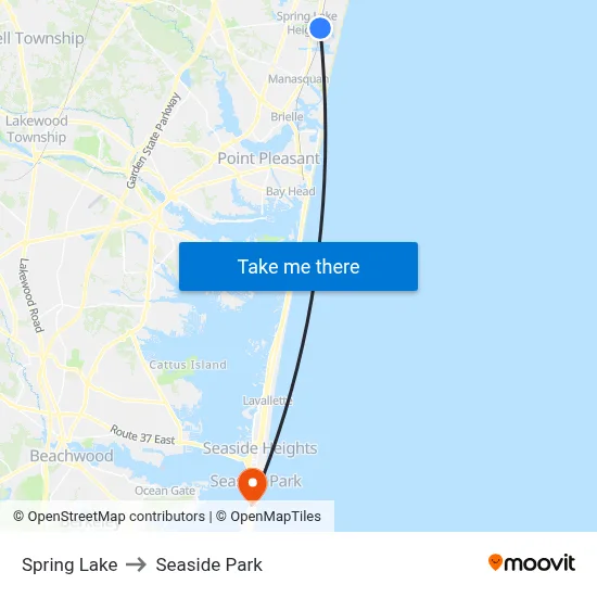Spring Lake to Seaside Park map
