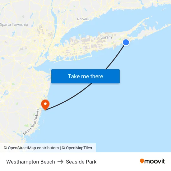 Westhampton Beach to Seaside Park map