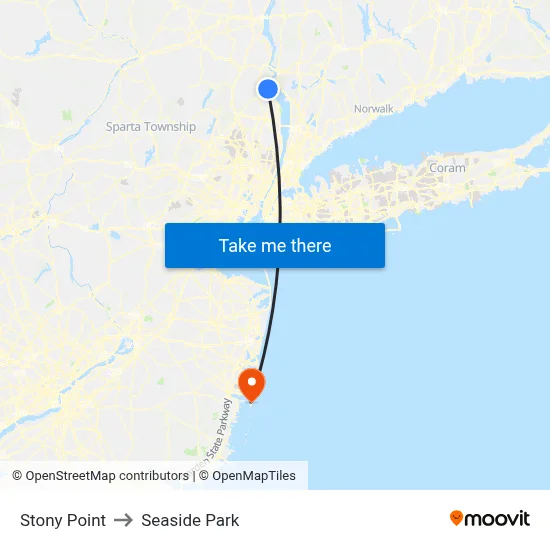 Stony Point to Seaside Park map