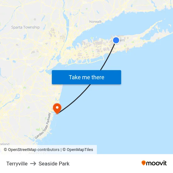 Terryville to Seaside Park map