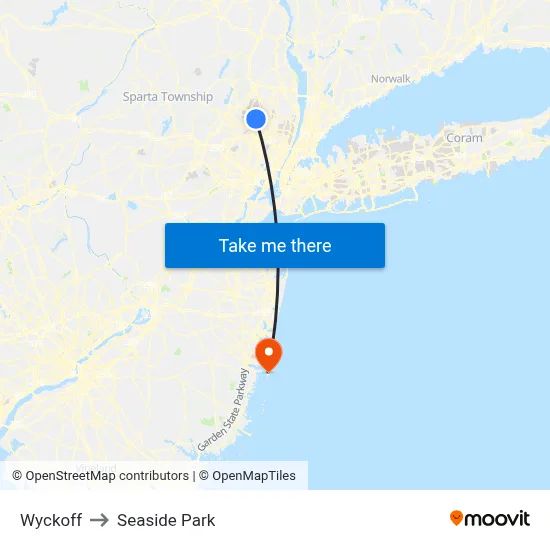 Wyckoff to Seaside Park map
