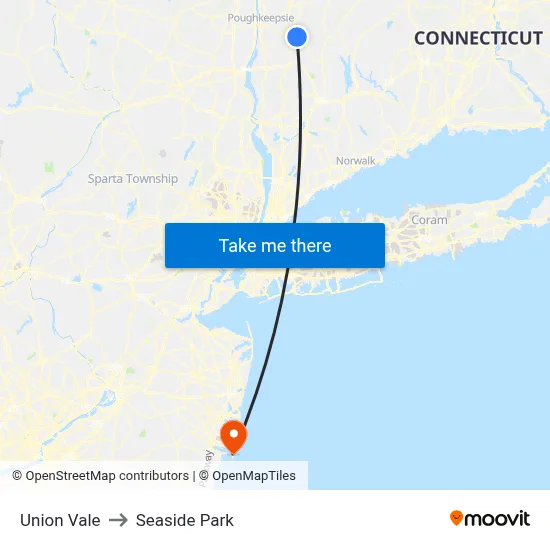 Union Vale to Seaside Park map