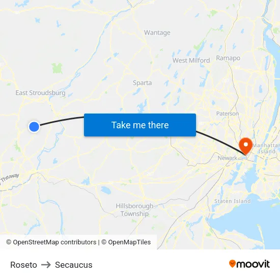 Roseto to Secaucus map