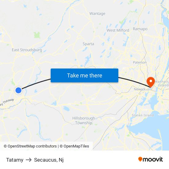 Tatamy to Secaucus, Nj map