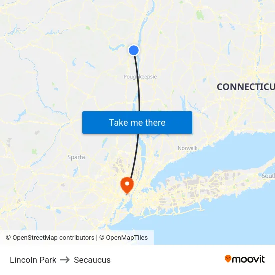 Lincoln Park to Secaucus map