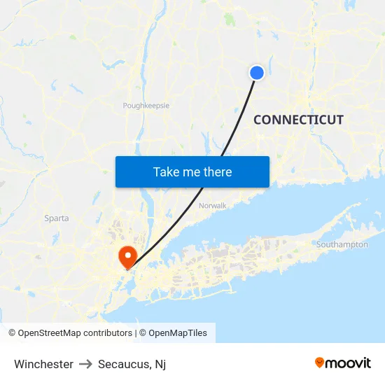 Winchester to Secaucus, Nj map