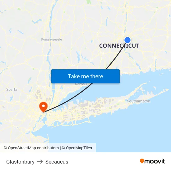Glastonbury to Secaucus map