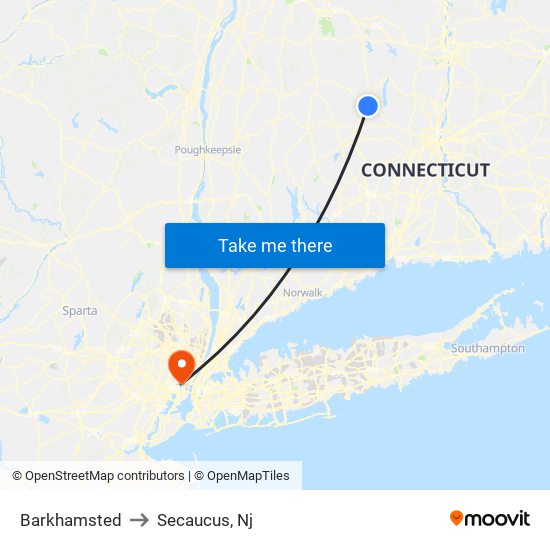 Barkhamsted to Secaucus, Nj map