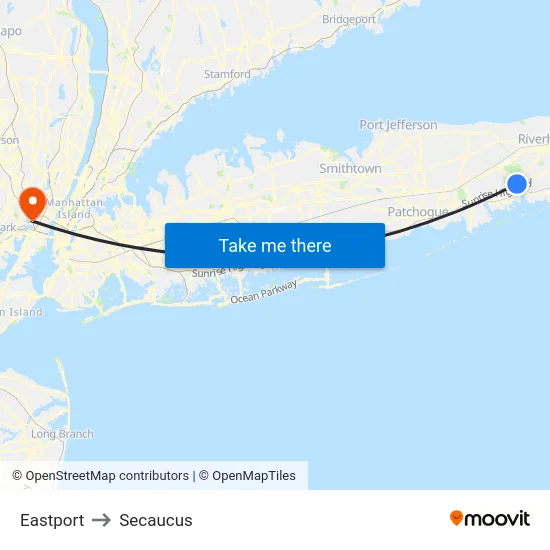 Eastport to Secaucus map