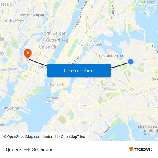Queens to Secaucus map