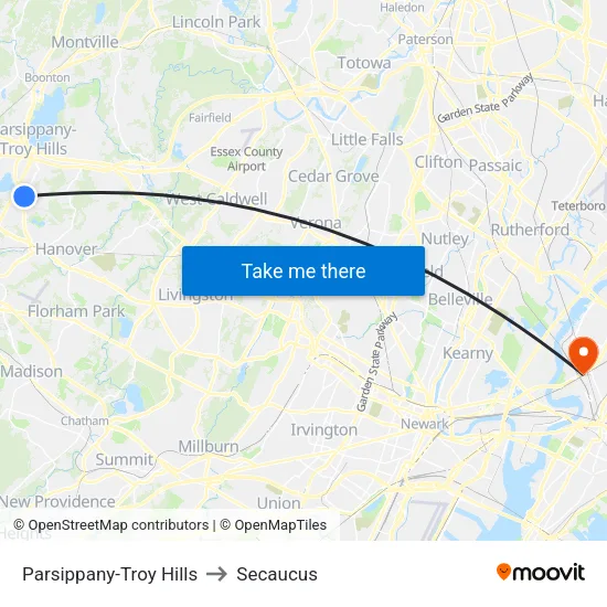 Parsippany-Troy Hills to Secaucus map