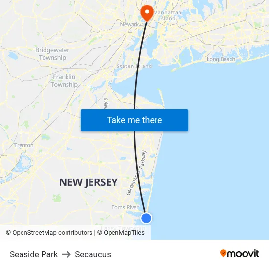 Seaside Park to Secaucus map