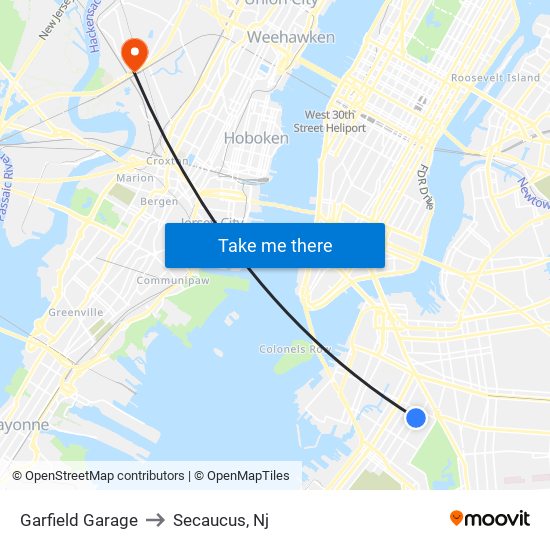 Garfield Garage to Secaucus, Nj map