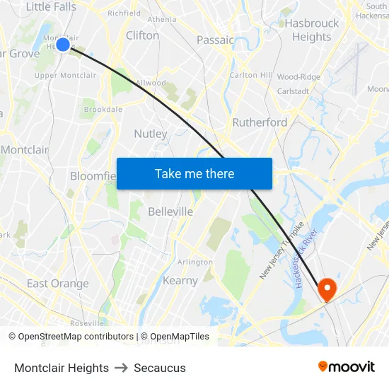 Montclair Heights to Secaucus map
