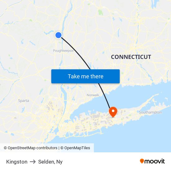 Kingston to Selden, Ny map