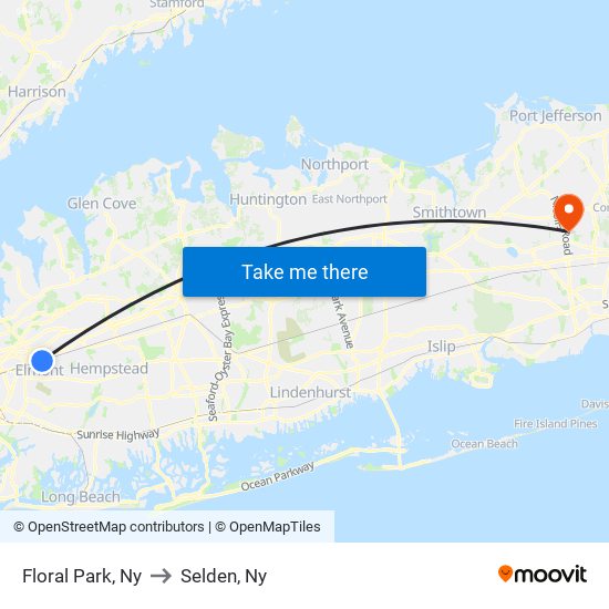 Floral Park, Ny to Selden, Ny map