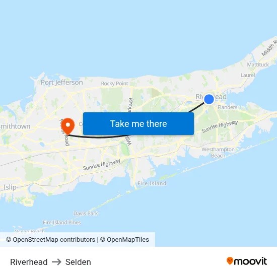 Riverhead to Selden map