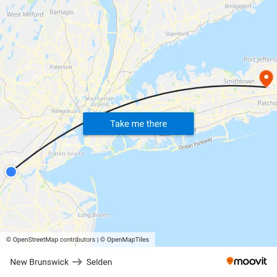 New Brunswick to Selden map