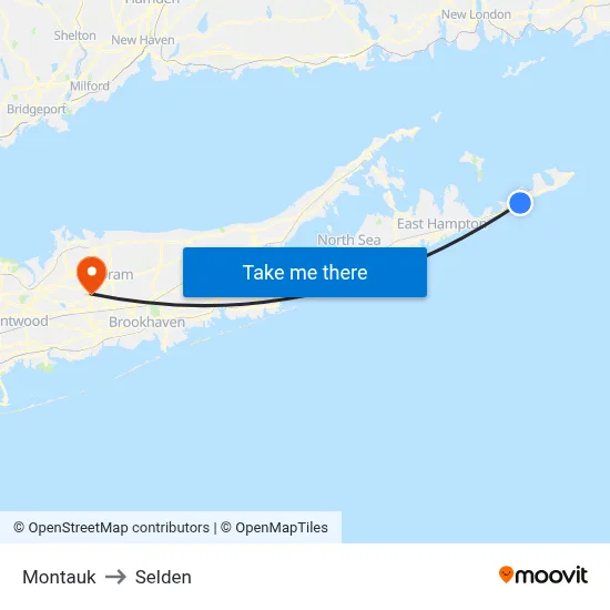 Montauk to Selden map