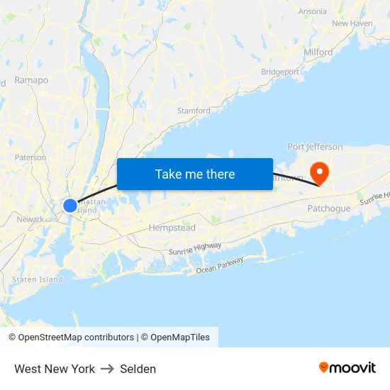 West New York to Selden map