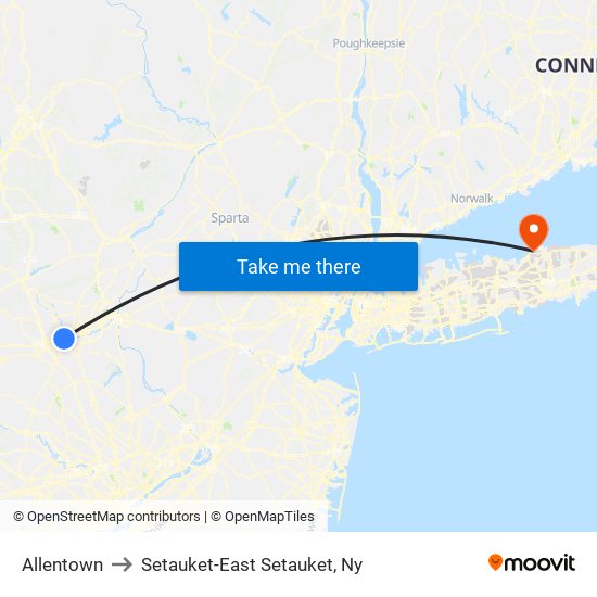 Allentown to Setauket-East Setauket, Ny map