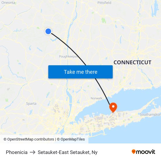 Phoenicia to Setauket-East Setauket, Ny map