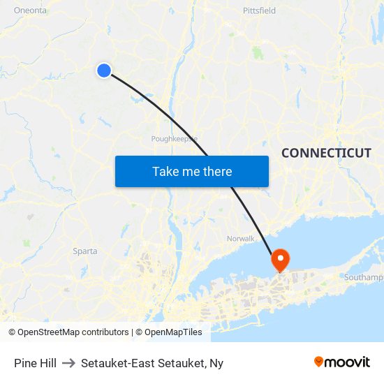 Pine Hill to Setauket-East Setauket, Ny map