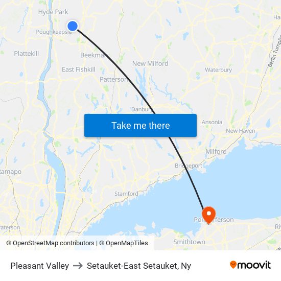 Pleasant Valley to Setauket-East Setauket, Ny map