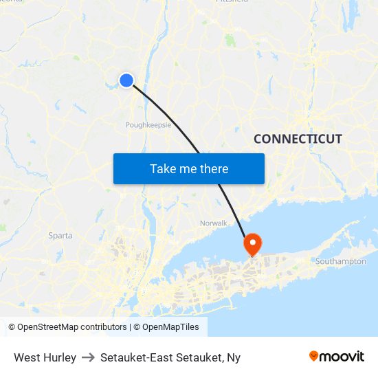 West Hurley to Setauket-East Setauket, Ny map