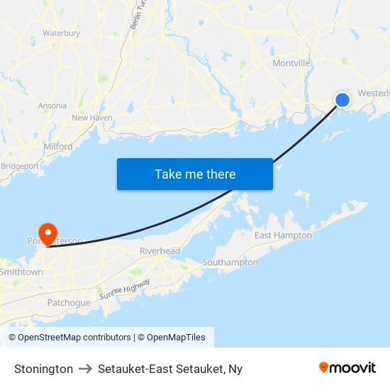 Stonington to Setauket-East Setauket, Ny map