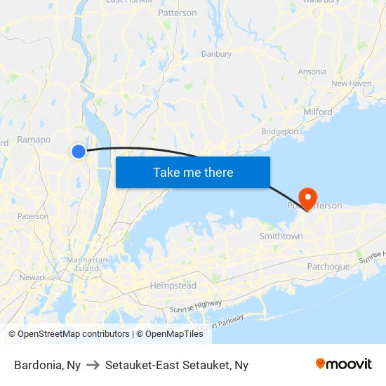 Bardonia, Ny to Setauket-East Setauket, Ny map