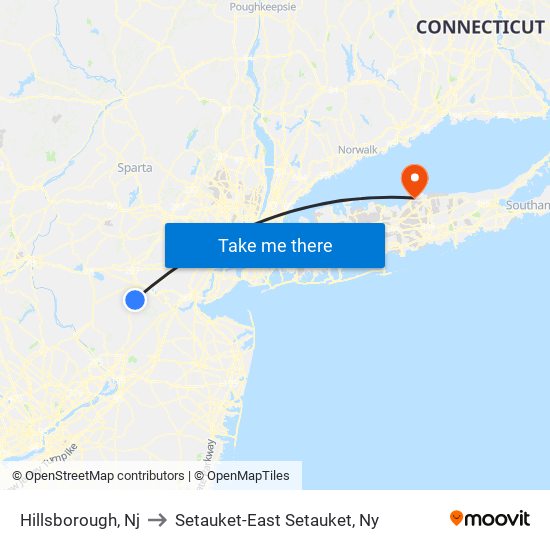 Hillsborough, Nj to Setauket-East Setauket, Ny map